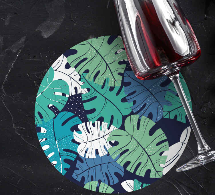 Portavasos emblema de hoja tropical - TenVinilo