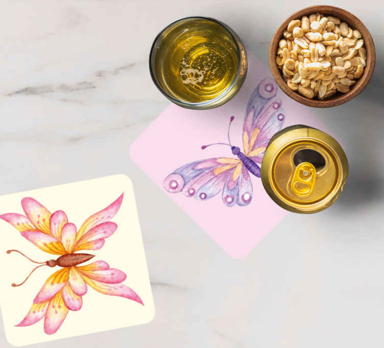 Sous verre bière motifs de papillons vibrants - TenStickers