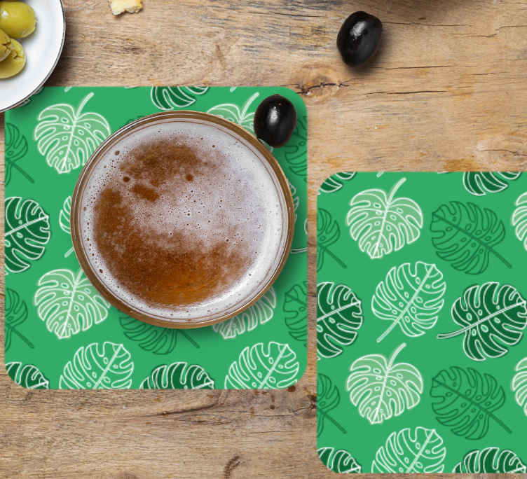 Posavasos superficie con patrón de hojas - TenVinilo