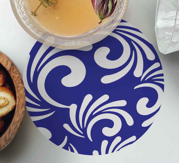 Posavasos navideño Chuchería azul con adorno blanco - TenVinilo