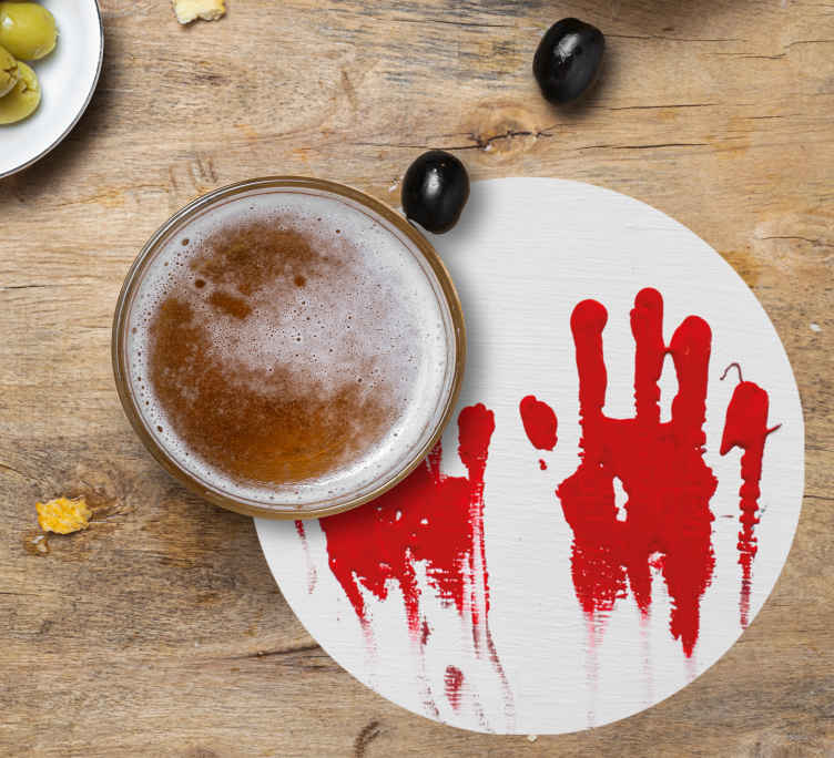 Halloween coaster red handprint design - TenStickers