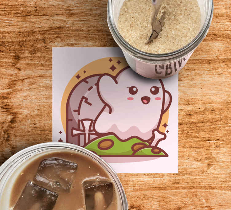 Posavasos halloween ilustración de fantasma alegre - TenVinilo