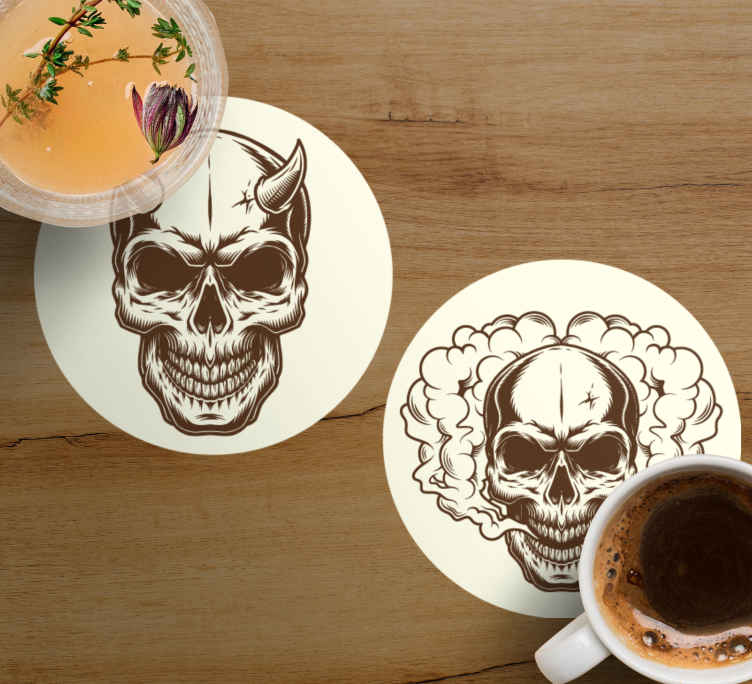 Amenazante cráneo de halloween posavasos