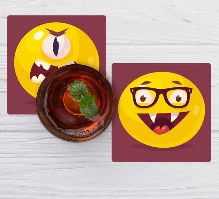 Vampire Emoji Face Halloween Coaster Tenstickers