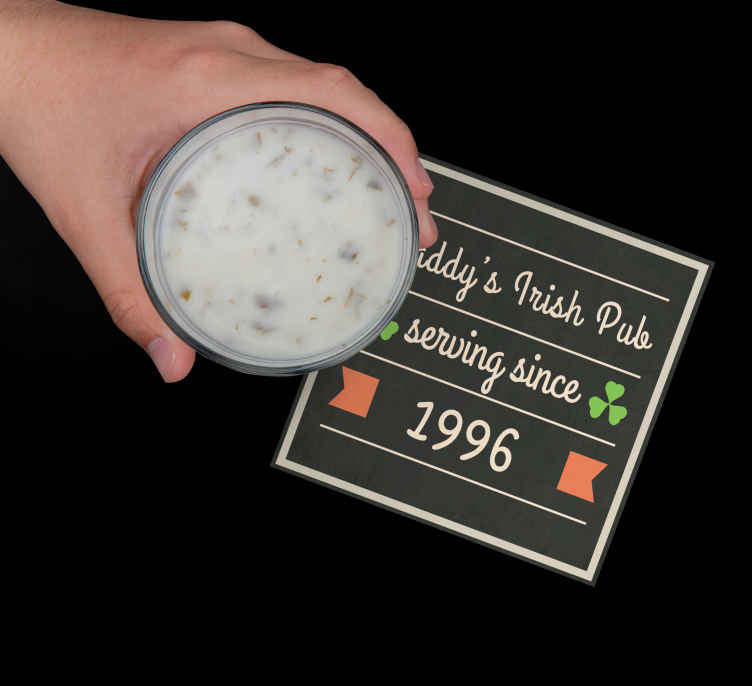 Irish pub + date personalised coasters - TenStickers