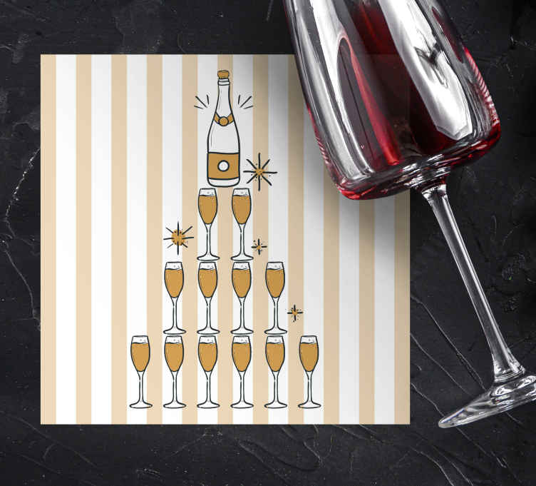 Champaign glass tree xmas coasters TenStickers