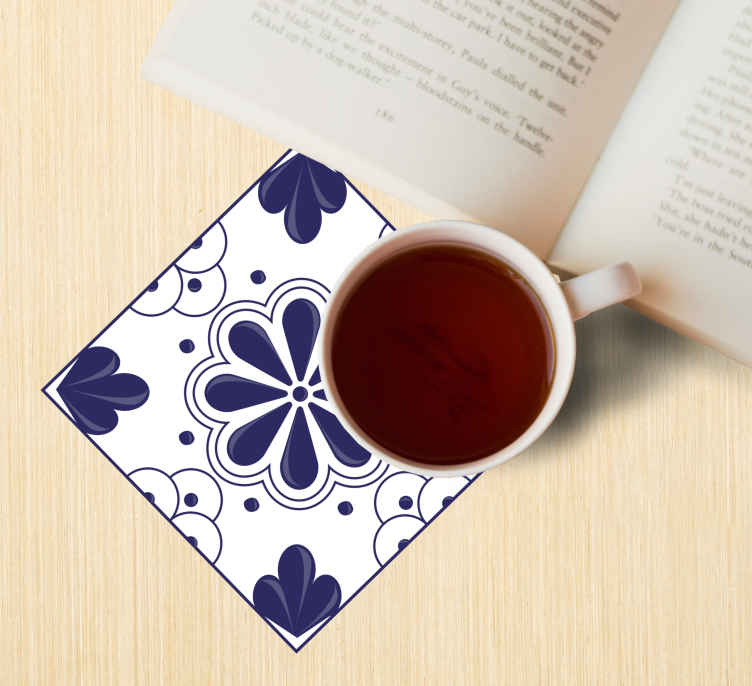 çiçek motifli çini bardak altlıkları - TenStickers