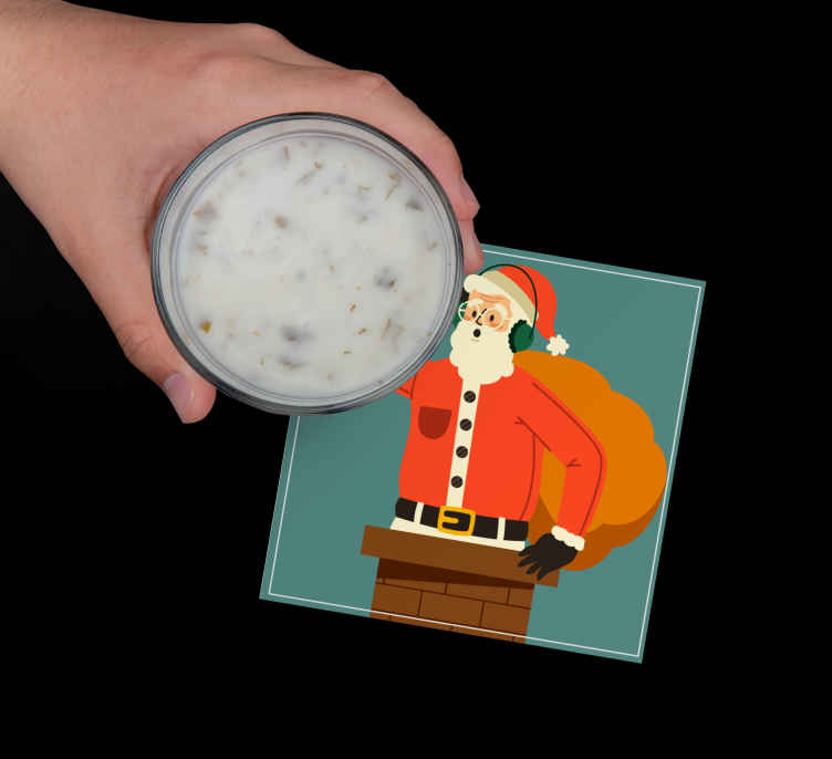 Sous verre noël cheminée de noël avec le père noël - TenStickers