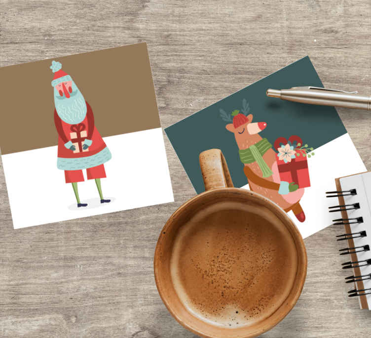 Posavasos navideño Conjunto de caracteres de vacaciones - TenVinilo