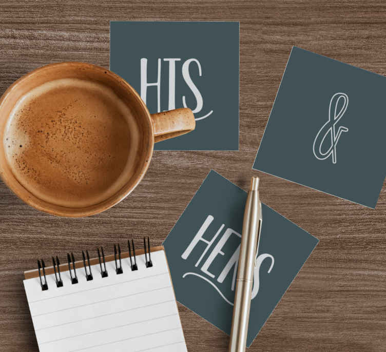 His and Hers text coasters - TenStickers