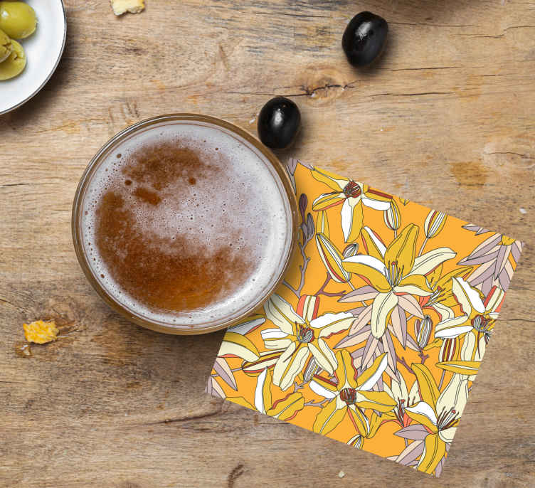 Sous verre bière motif floral vibrant - TenStickers
