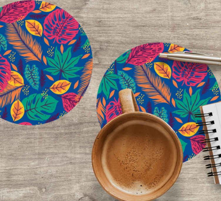 Bases para copos de estampa folha tropical - TenStickers