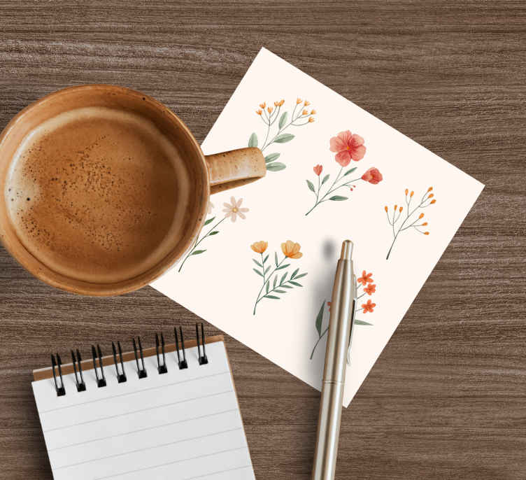 Flower set modern coaster - TenStickers
