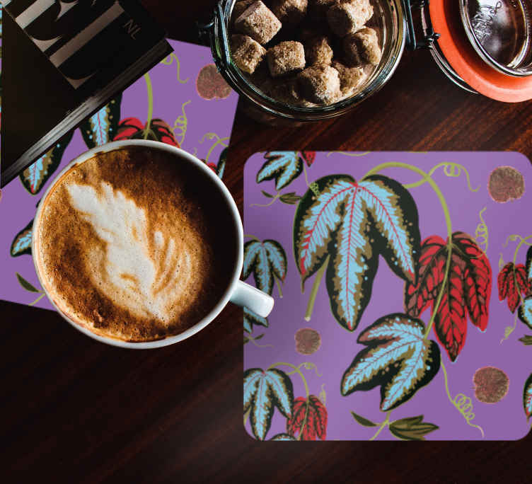 Posavasos moderno Maranta azul y morado - TenVinilo