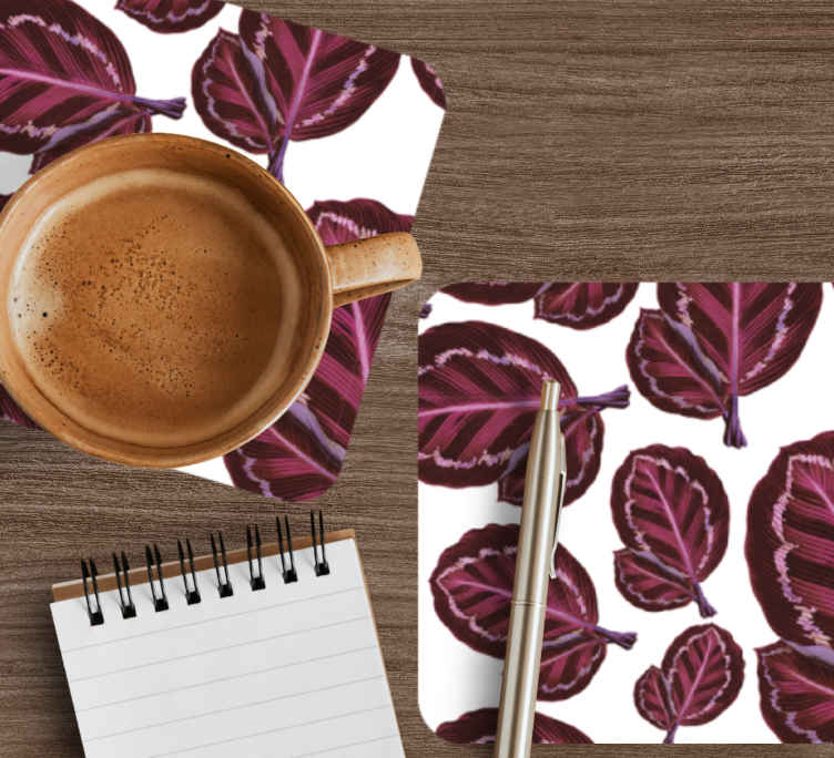Red maranta leafs modern coaster - TenStickers