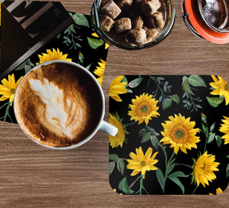 Dessous de verre moderne motif floral tournesol - TenStickers