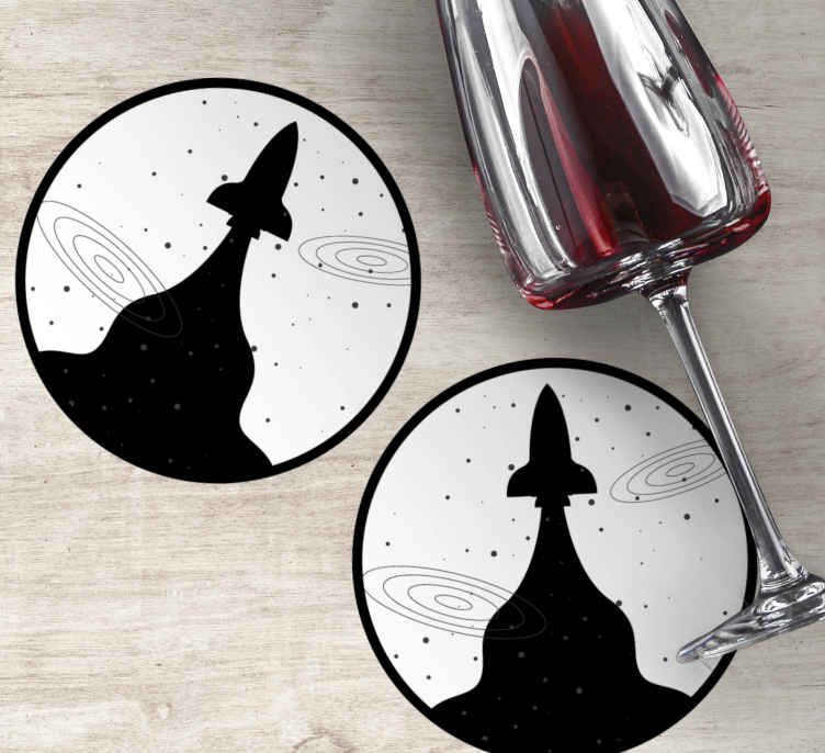 Sous verre bière silhouette de fusée avec étoiles - TenStickers