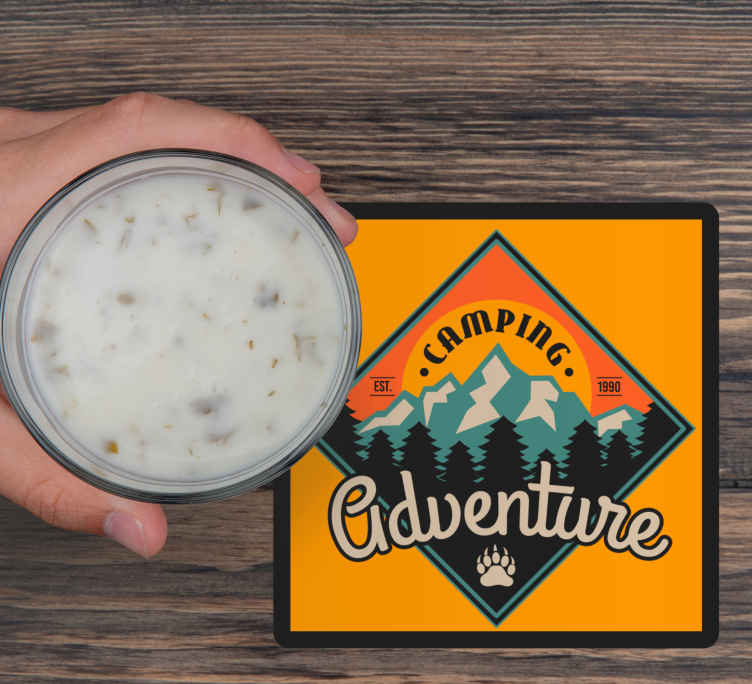 Sous verre citation badge aventure camping - TenStickers