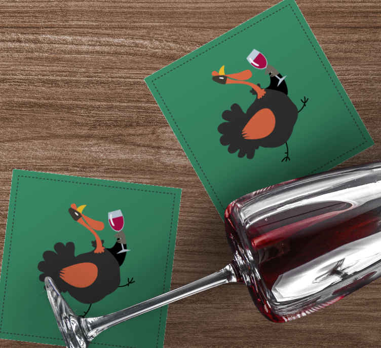 Turkey drinking wine more coasters - TenStickers