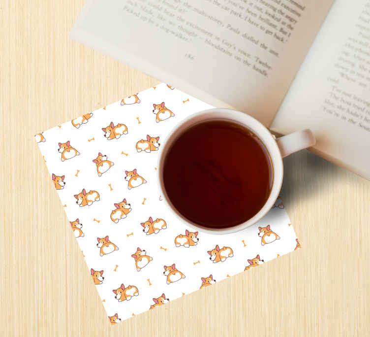 Sottobicchieri nerd con motivo di corgi giocosi - TenStickers