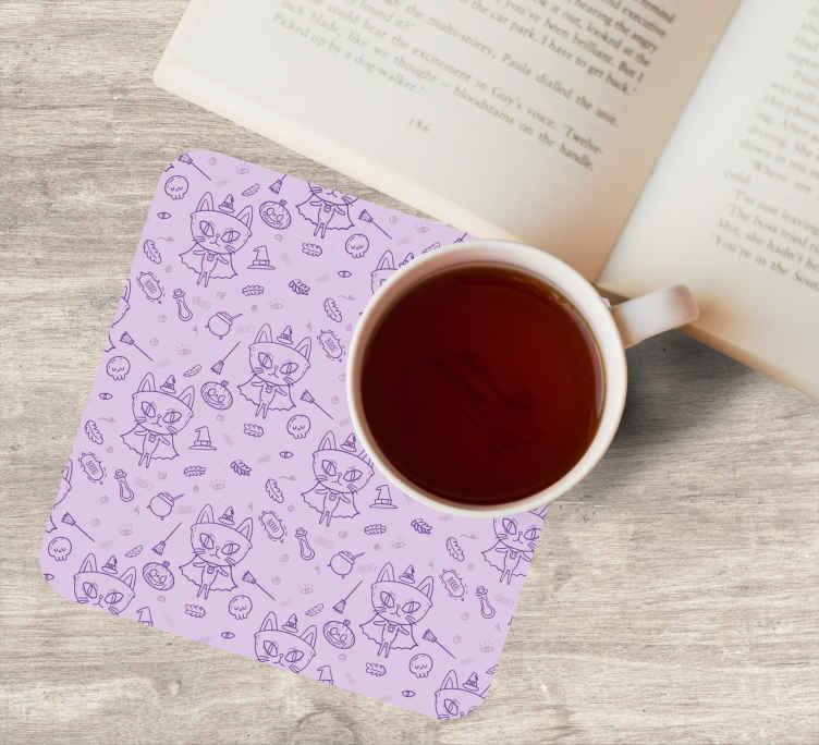 Halloween coaster with playful cat designs - TenStickers