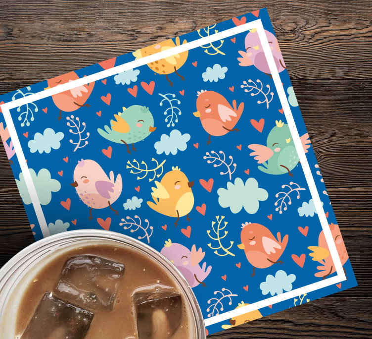 Cute flying birds cartoon modern coaster - TenStickers