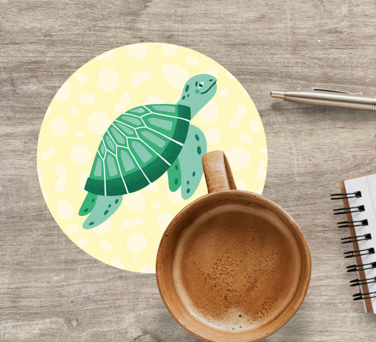 Sottobicchieri moderno illustrazione tartaruga verde gioiosa - TenStickers