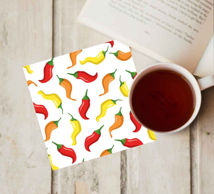 Yellow and orange pepper design modern coaster - TenStickers