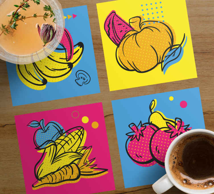 Sous verre moderne illustrations de fruits colorés - TenStickers