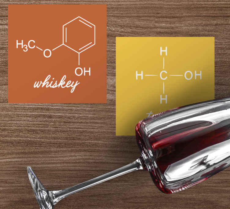 Sous verre citation structures chimiques des spiritueux - TenStickers