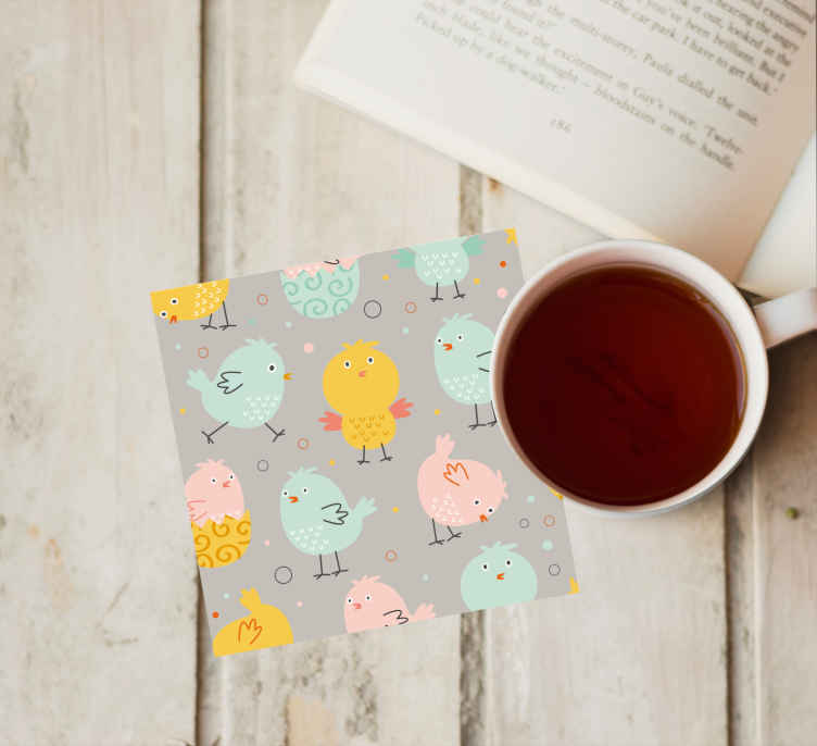 Whimsical colorful birds geeky podstavek za kozarce - TenStickers