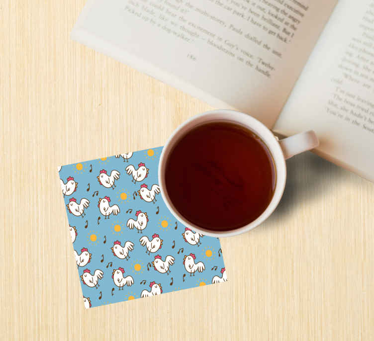 Sous verre moderne poules joyeuses et soleil - TenStickers