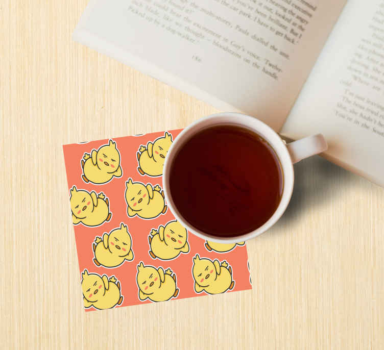 Sous verre bière motif charmants poussins jaunes - TenStickers