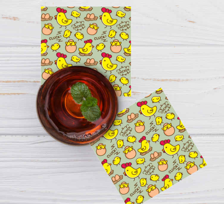 Posavasos moderno Lindo huevo de gallina patrón fantástico reempl - TenVinilo