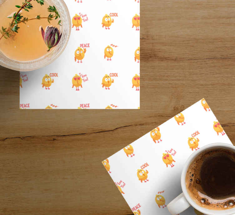 Cute cartoon comic chicken  modern coaster - TenStickers