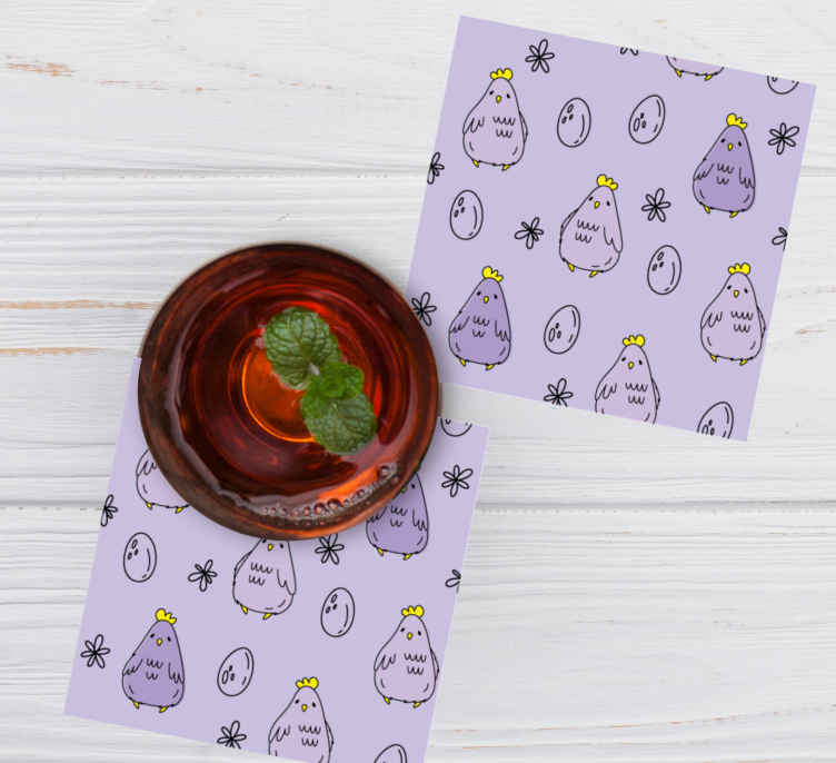 Purple pattern with chicken and egg coaster - TenStickers