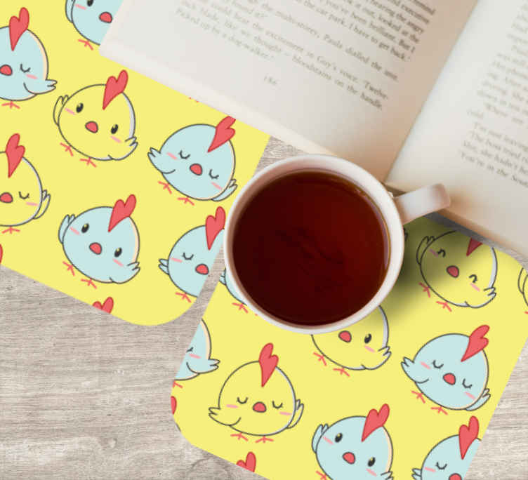 Cute chicken faces podstavek za kozarce - TenStickers