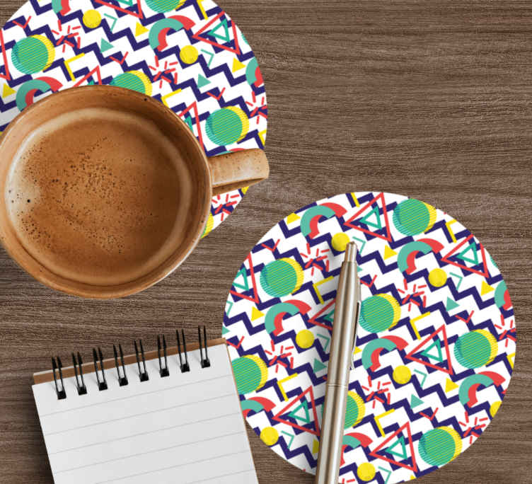 Strong colors geometric painting modern coaster - TenStickers