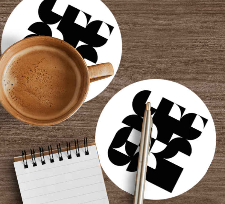 Sottobicchieri moderno a motivi geometrici monocromatici - TenStickers