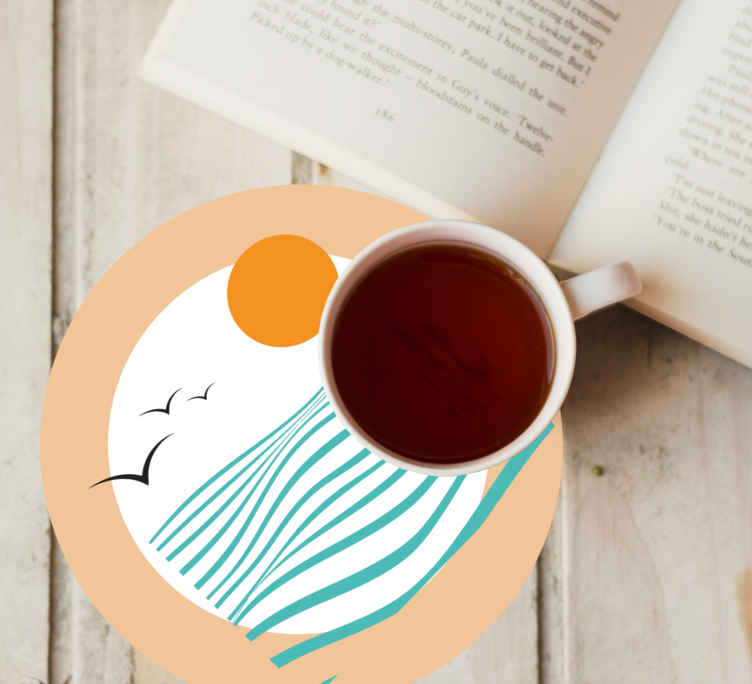 Sous verre moderne motif vague coucher de soleil - TenStickers