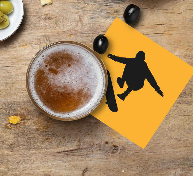 Vintage onderzetters skaterfiguur silhouet - TenStickers