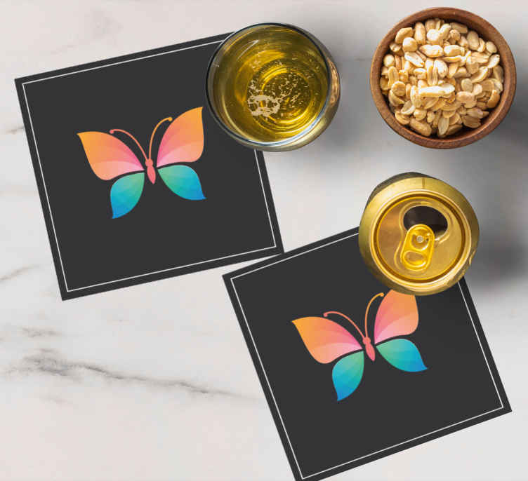 Sous verre bière symbole de papillon coloré - TenStickers