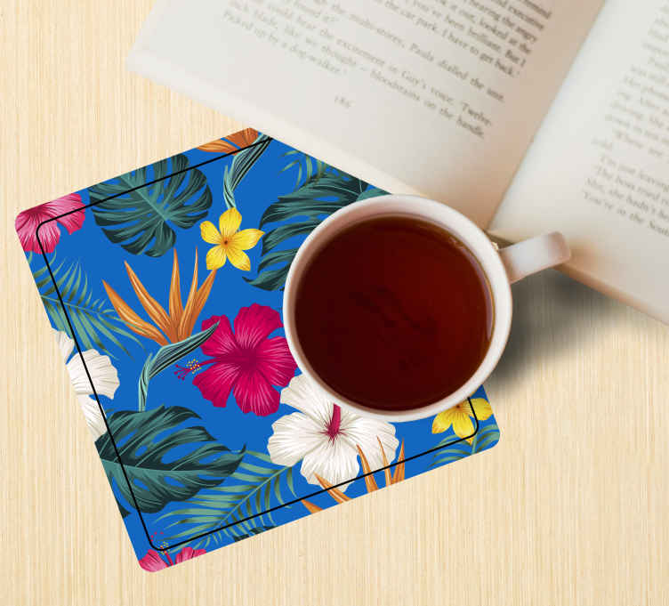 Dessous de verre en sticker à sticker floral coloré - TenStickers