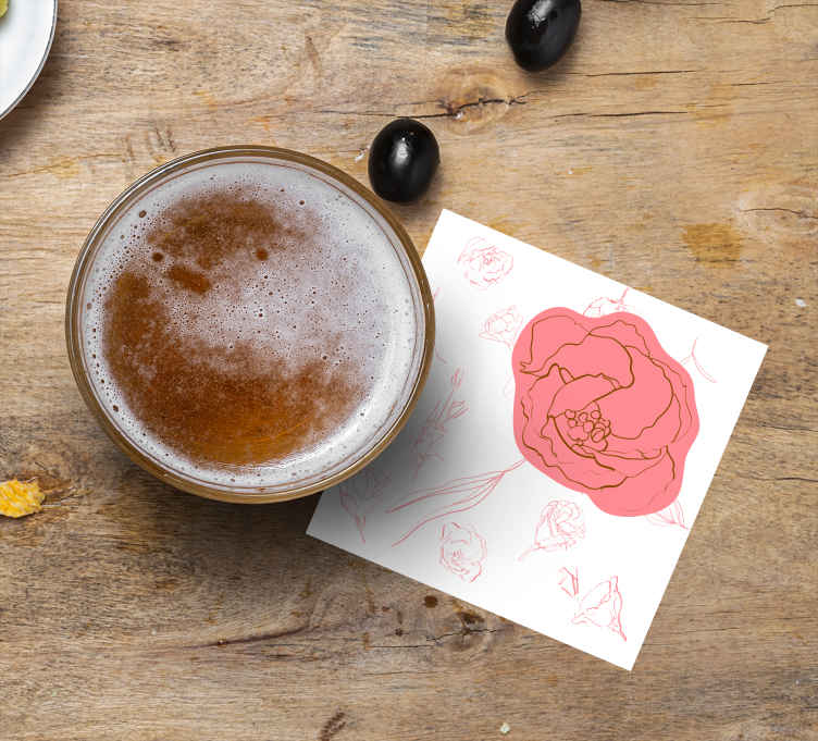 Dessous de verre vintage Fleur délicate rose - TenStickers