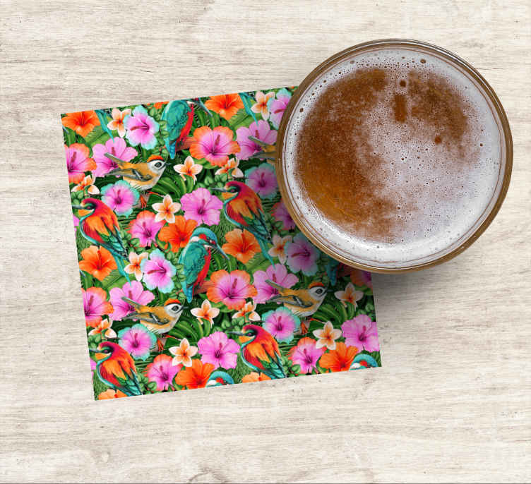 Dessous de verre moderne oiseaux tropicaux floraux - TenStickers