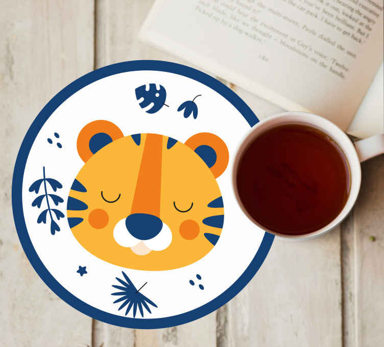 Sous verre bière tête de tigre mignonne - TenStickers