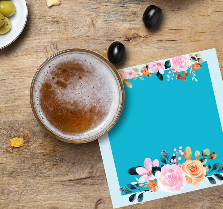 Portavasos personalizable rectángulo floral - TenVinilo
