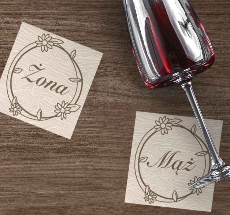 Gepersonaliseerde onderzetters met bloemenmonogram - TenStickers
