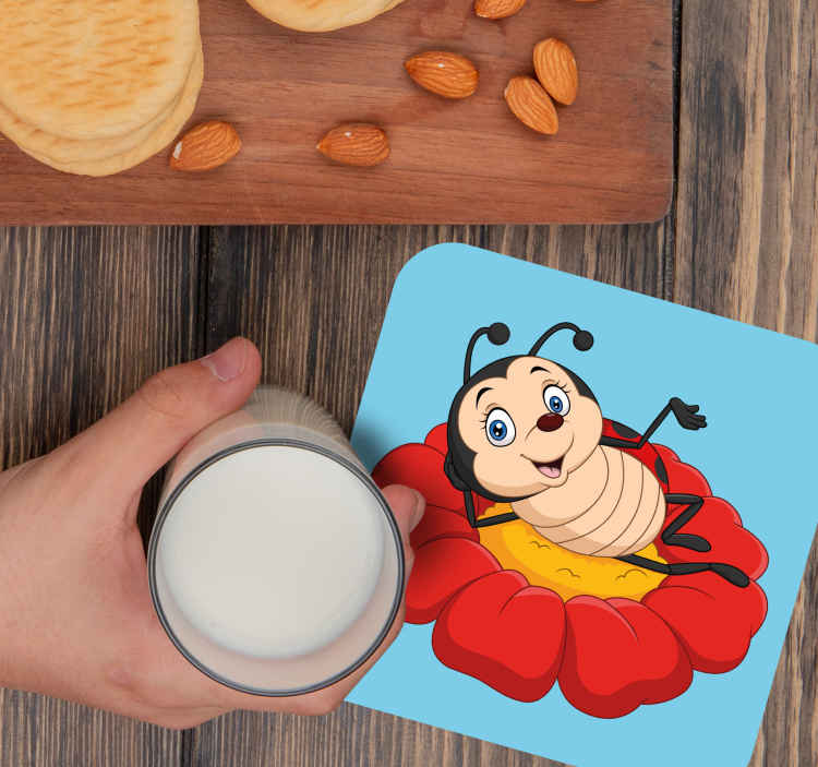 Sous verre bière personnage insecte joyeux - TenStickers