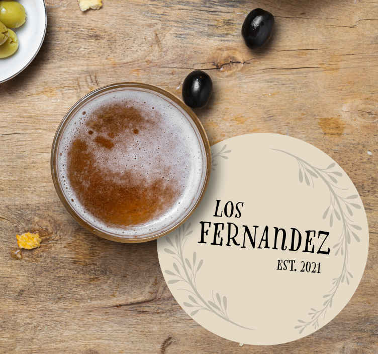Beige with olive branch wedding coaster - TenStickers